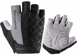 RockBros Cyklistické rukavice bez prstů s rychloupínáním, velikost S, šedé, ROCKBROS