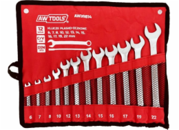 AWTools Sada kombinovaných klíčů 12 kusů, 6 mm-22 mm, matná 6, 7, 8, 10, 12, 13, 14, 15, 16, 17, 19, 22 (AW39814)