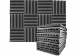 Bitmat Sada akustických panelů DNA DNA AM1, 12 kusů, šedá pěna, zvukotěsná rohož, redukce ozvěny, dozvuk