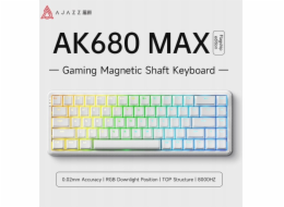 Ajazz Mechanická herní klávesnice AK680 MAX s magnetickými spínači - ABS bílé klávesy - RGB - hliníková polohovací deska - kabelová verze