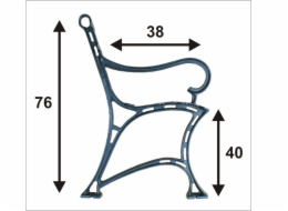 NoName Noha městské lavičky s područkou, 6 desek