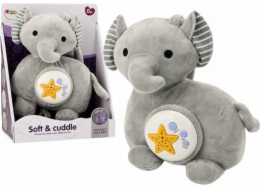 LeanToys Plyšový slon , projektor, spáč, šedý slon, plyšová hračka, hvězdičky, melodie