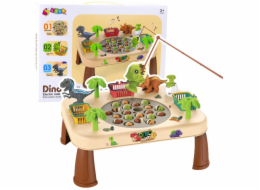 LeanToys Elektrický chytací stůl na dinosaury s otočným diskem a zvuky