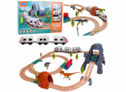 LeanToys Elektrická vláčkodráha s dinosauřím parkem se světly a zvuky 76 cm