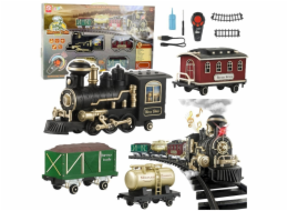 LeanToys Elektrický vláček Klasický RC vláček Světla Zvuky Kouř 206 cm 24 dílů.