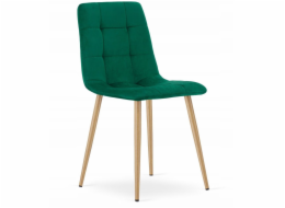 Leobert Židle KARA - tmavě zelený samet / nohy v barvě dřeva x 1