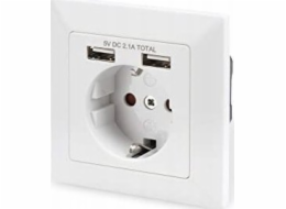 Digitus Sicherheits-Steckdose Unterputz, mit 2x USB-A (weiß)