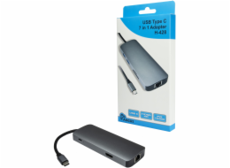 Inter-Tech Argus H-428 7in1 Adapter (dunkelsilber, USB-A, USB-C, HDMI, RJ-45)