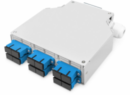 Digitus LWL-Hutschienenbox OS2 bestückt SC-Adapter und Pigtail