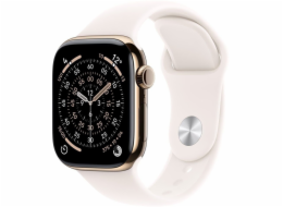 Apple Watch Series 11 (Titan Gold, Titangehäuse, 42 mm, Sportarmband blassrosa S/M, Cellular)