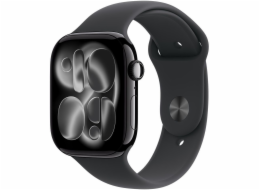 Apple Watch Series 11 (schwarz (glänzend), Aluminium, 46 mm, Sportarmband schwarz S/M, Cellular)