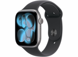 Apple Watch Series 11 (grau, Aluminium, 42 mm, Sportarmband schwarz S/M, Cellular)
