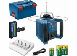 Bosch Powertools Rotationslaser GRL 300 HV Professional (blau/schwarz, rote Laserlinie, mit Laser-Empfänger LR 45, VARTA Ladegerät + Akkus, in L-BOXX)