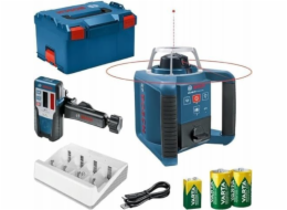 Bosch Powertools Rotationslaser GRL 300 HVG Professional, mit Halterung (blau/schwarz, grüne Laserlinie, mit Laser-Empfänger LR 1, VARTA Ladegerät + Akkus, in L-BOXX)