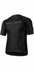 RockBros Cyklistický dres s krátkým rukávem, zapínání na zip, M - černý