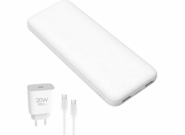 PLATINET POWER BANK 10000 mAh + PD CHARGER 20W + USB-C kabel bílá