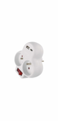 EMOS Rozbočovací zásuvka 2×, vypínač., 1×USB-A+1×USB-C, bílá