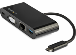 StarTech.com USB C Multiport Adapter, Mini USB-C Dock with Single Monitor VGA 1080p Video, 60W Power Delivery Passthrough, USB 3.1 Gen 1 Type-A 5Gbps, Gigabit Ethernet, Docking Station - Portable USB 