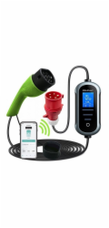 Qoltec Mobilní nabíječka pro elektromobily EV s regulací 2 v 1 Typ2 | 22kW | 400V | Wi-Fi | TUYA | SMART LIFE | LCD | Wallbox | 7m