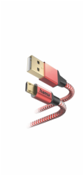 Hama 00201556 reflexní nabíjecí kabel, USB-A - Micro-USB 1,5 m nylon červený