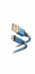 Hama 00201553 Reflexní nabíjecí kabel, USB-A - Lightning 1,5m Nylon modrý