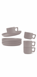Sada hrnků na espresso s podšálkem 8 ks 100 ml Taupe Collection BH-10016