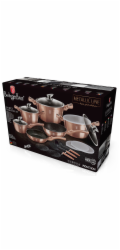 Sada nádobí s mramorovým povrchem 18 ks Rosegold Metallic Line BH-7034