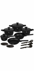Sada nádobí s titanovým povrchem 15 ks Matte Black Collection BH-8198
