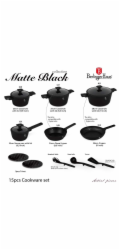 Sada nádobí s titanovým povrchem 15 ks Matte Black Collection BH-8198