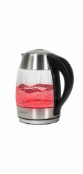 Salente StripeGlass, rychlovarná konvice 1,8 l, nerez/skleněná, červené podsvícení