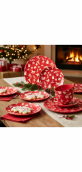 Jídelní sada talířů Vánoční 18 ks RED Christmas HT-23010322