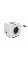 Cubenest Powercube Extended USB PD 20W, A+C, 4× zásuvka, 1,5m, bílá/šedá,  dětská pojistka, uzemnění, dok, 10A/250V