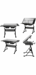 Bitmat DNA  PRO DESK rýsovací stůl se zásuvkami tvrzené sklo 120x60 cm