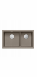 GraniteQ ČTVRÁK | LOGAN 120 | žulový kuchyňský dřez SOFT TAUPE + OCEL | rozměry: 76 x 45 x 23,5 cm | 2komorové zavěšené | výška dna skříňky od: 80 cm