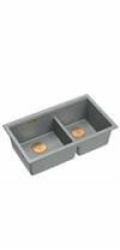 GraniteQ ČTVRÁK | LOGAN 120 | žulový kuchyňský dřez SILVER STONE + MĚĎ PVD | rozměry: 76 x 45 x 23,5 cm | 2komorové zavěšené | výška dna skříňky od: 80 cm