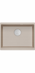 GraniteQ LOGAN 100 dřez perleťově béžový 56x45x21,5 cm 1 dřez závěsný s manuálním sifonem nerezová ocel