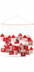Vilde Adventní kalendář na špejli, závěsný, plsť, červený, 70x60 cm