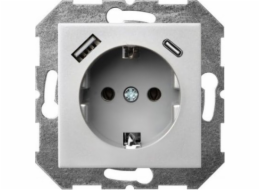 Zásuvka, USB A+C nabíječka Liregus Epsilon, kov