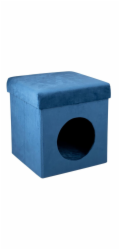 Pelíšek pro kočku i psa samet 34 x 36 cm modrá ED-247501