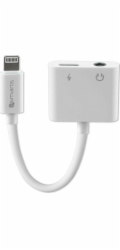 Adidas 4smarts audio kabel nabíjecí rozbočovač Lightning - Lightning + 3,5mm AUX bílá/bílá 468673