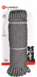 Flamingo Pletené vodítko šedé pro psy 15mx8mm
