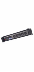 Acar 2U 5x230V Solarix Acar 19" rozvodný panel 2U 5x230V ČSN vypínač, bleskojistka,černý, 3m