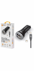 ALIGATOR 3.4A, 2xUSB, smart IC, černá, USB kabel pro iPhone/iPad