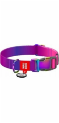 Waudog gradient nylon dog collar with QR code, purple , size M
