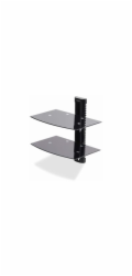 Startech Dual Floating Wall-Mounted AV Shelves, Adjustable Height Shelf For Under TV, Organize A/V Equipment On Black Tempered Glass Shelves - Police - pro komponenty audio/video - plast, hliník, ocel