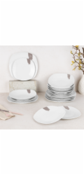 Jídelní sada talířů 18 ks Taupe Collection bílá-šedá BH-10202