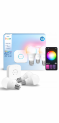 Philips Hue Essential Starter Kit A60 + Hue Bridge Full Color E27 3 gb. balta – Vieda spuldze 929004235411 (8721103103673)