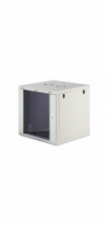 Digitus Dynamická 19" nástěnná síťová rozvaděčová skříň 12U, 607x600x600 mm, skleněné dveře, šedá, nesestavená, 60 kg