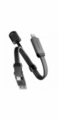 Energea USB kabel s pouzdrem Key 2v1 USB-C na USB-C/USB-A 480Mbps 60W 15cm bronzový