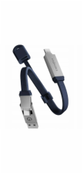 Energea USB kabel s pouzdrem Key 2v1 USB-C na USB-C/USB-A 480Mbps 60W 15cm modrý